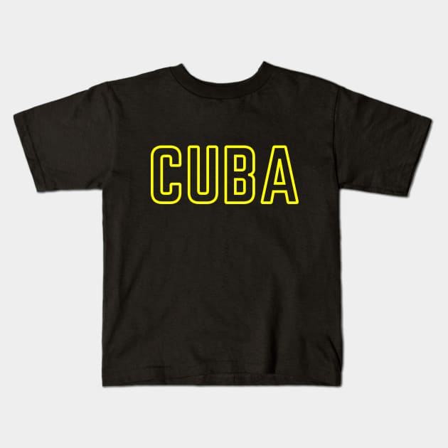 Cuba Yellow Travel Tourist Kids T-Shirt by FTF DESIGNS